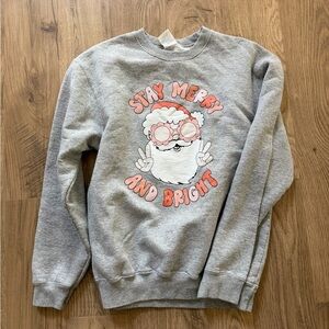 Gray Santa Graphic Sweater